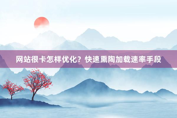 网站很卡怎样优化?快速熏陶加载速率手段