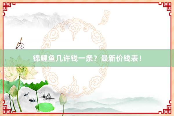 锦鲤鱼几许钱一条？最新价钱表！